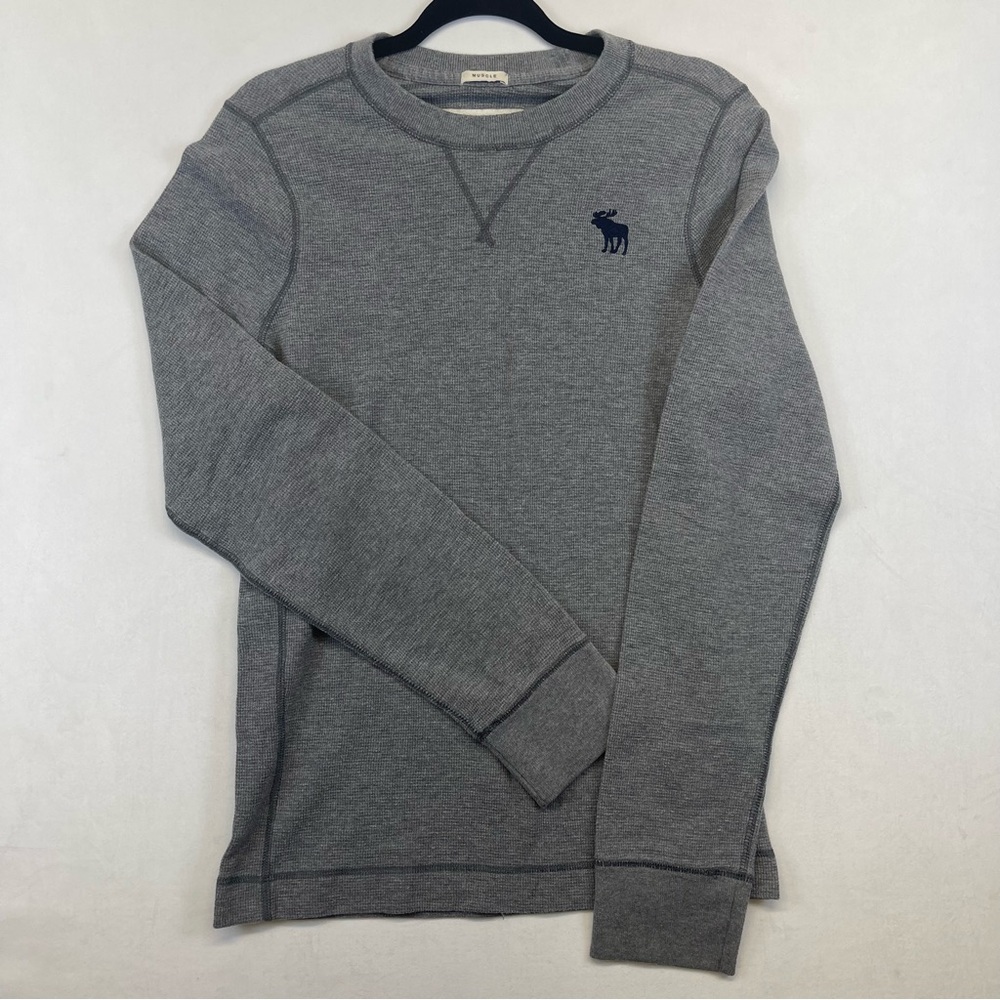 Abercrombie & Fitch Shirt Boys XL Gray Muscle L/S Thermal Vintage Slim